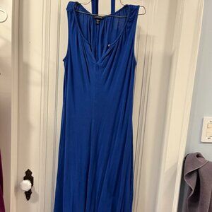 Lands End Women's Petite Cotton Modal Keyhole Dress XSP sz 2-4 dark blue